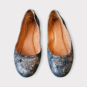 Frye Black & Gold Metallic Carson Ballet Flats